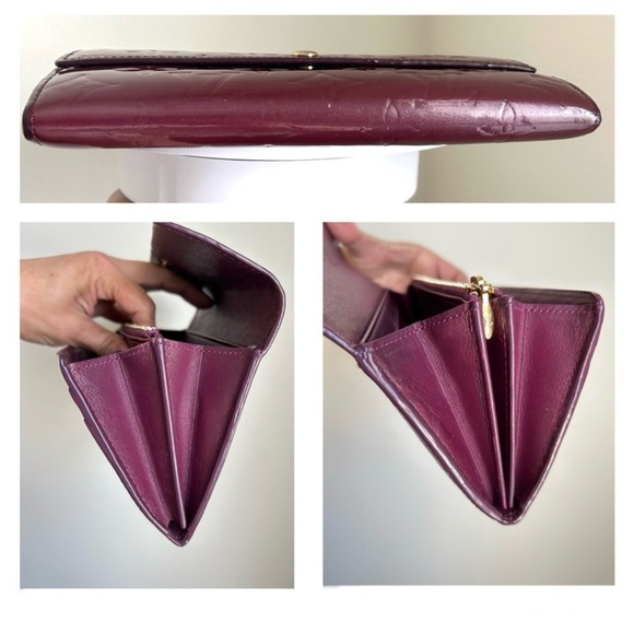 💃 LOUIS VUITTON Vernis Sarah Long Wallet Amarante - Picture 7 of 15